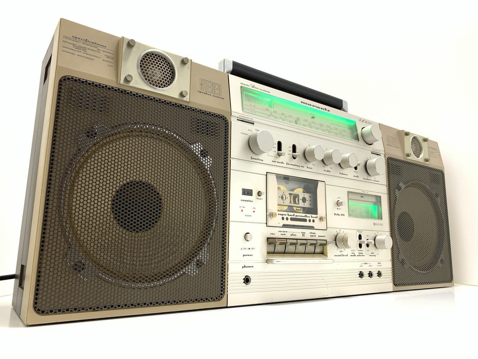 MARANTZ PMS 7004 BIG BOOMBOX STEREO Radio Cassette Vintage 1981 WORK Good Look