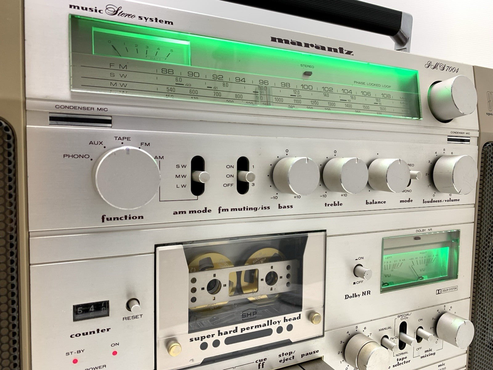 MARANTZ PMS 7004 BIG BOOMBOX STEREO Radio Cassette Vintage 1981 WORK Good Look