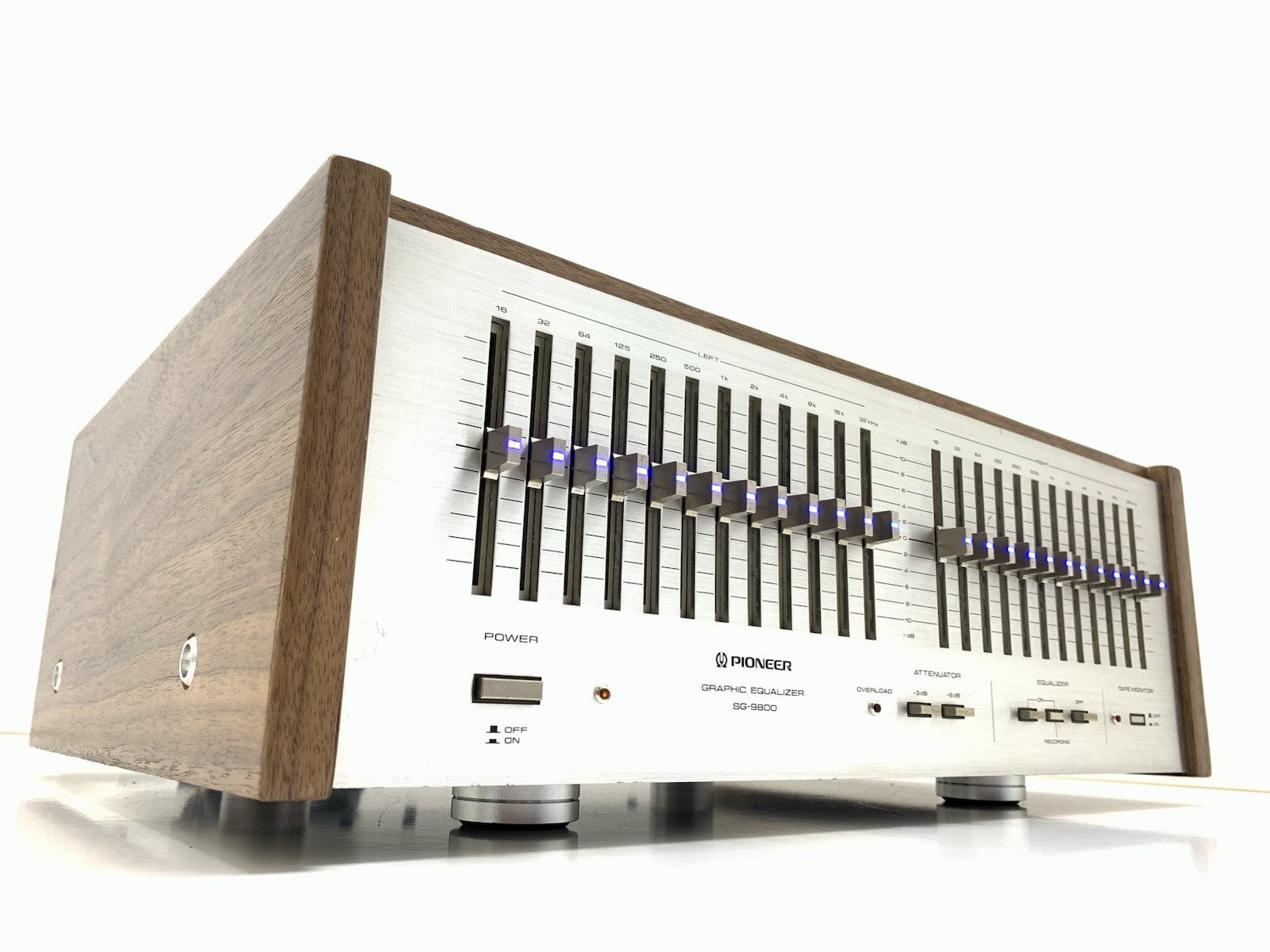PIONEER SG 9800 Graphic Equalizer BLUE LED with WOOD BOX Vintage WORK Good Look